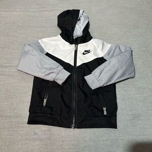 Nike Kids Black, White, and Gray Raincoat